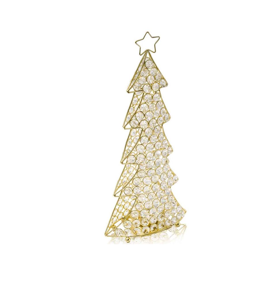 16" Glam Silver And Faux Crystals Christmas Tree Tabletop Sculpture