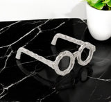 7" Silver Aluminum Textured Round Eyeglasses Tabletop Sculpture