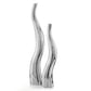 Set of Two Aluminum Silver Wavy Floor Vases