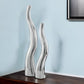 Set of Two Aluminum Silver Wavy Floor Vases