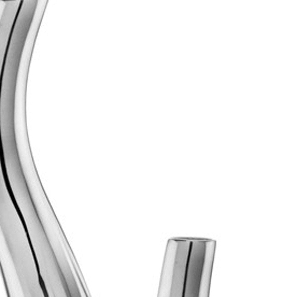 Set of Two Aluminum Silver Wavy Floor Vases