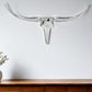 47" Silver Buffed Aluminum Long Horn Wall Sculpture