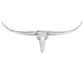 47" Silver Buffed Aluminum Long Horn Wall Sculpture
