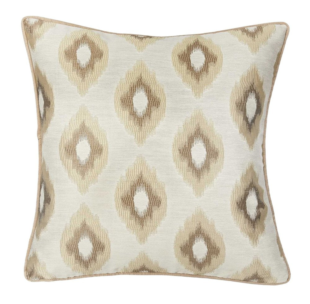 Set of Two 17" Brown And Ivory Fabric And Cotton Blend Throw Pillow Covers