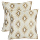 Set of Two 17" Brown And Ivory Fabric And Cotton Blend Throw Pillow Covers