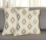 Set of Two 17" Brown And Ivory Fabric And Cotton Blend Throw Pillow Covers