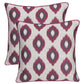 Set of Two Purple and Ivory Ikat Poly Cotton Blend Throw Pillow Cover
