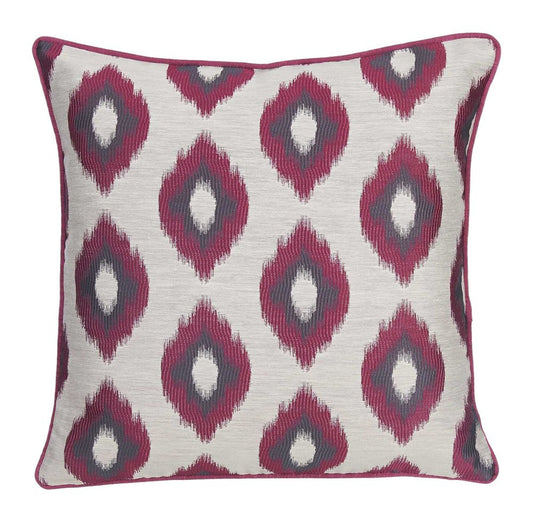Set of Two Purple and Ivory Ikat Poly Cotton Blend Throw Pillow Cover