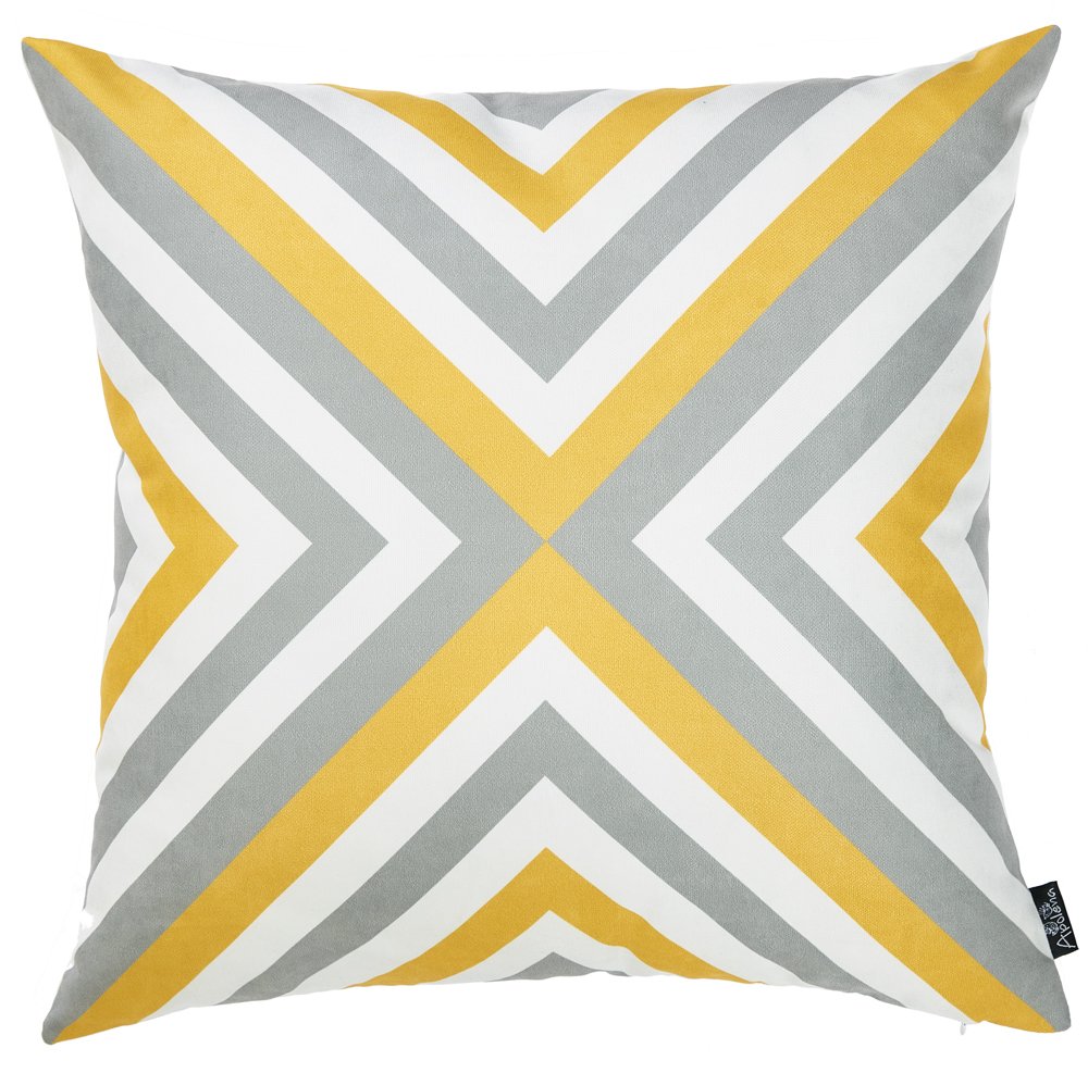 18" Gray and White Fabrc Throw Pillow Cover