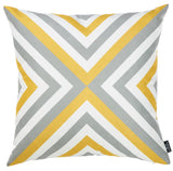 18" Gray and White Fabrc Throw Pillow Cover