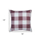 18" Red and White Plaid Throw Pillow Cover