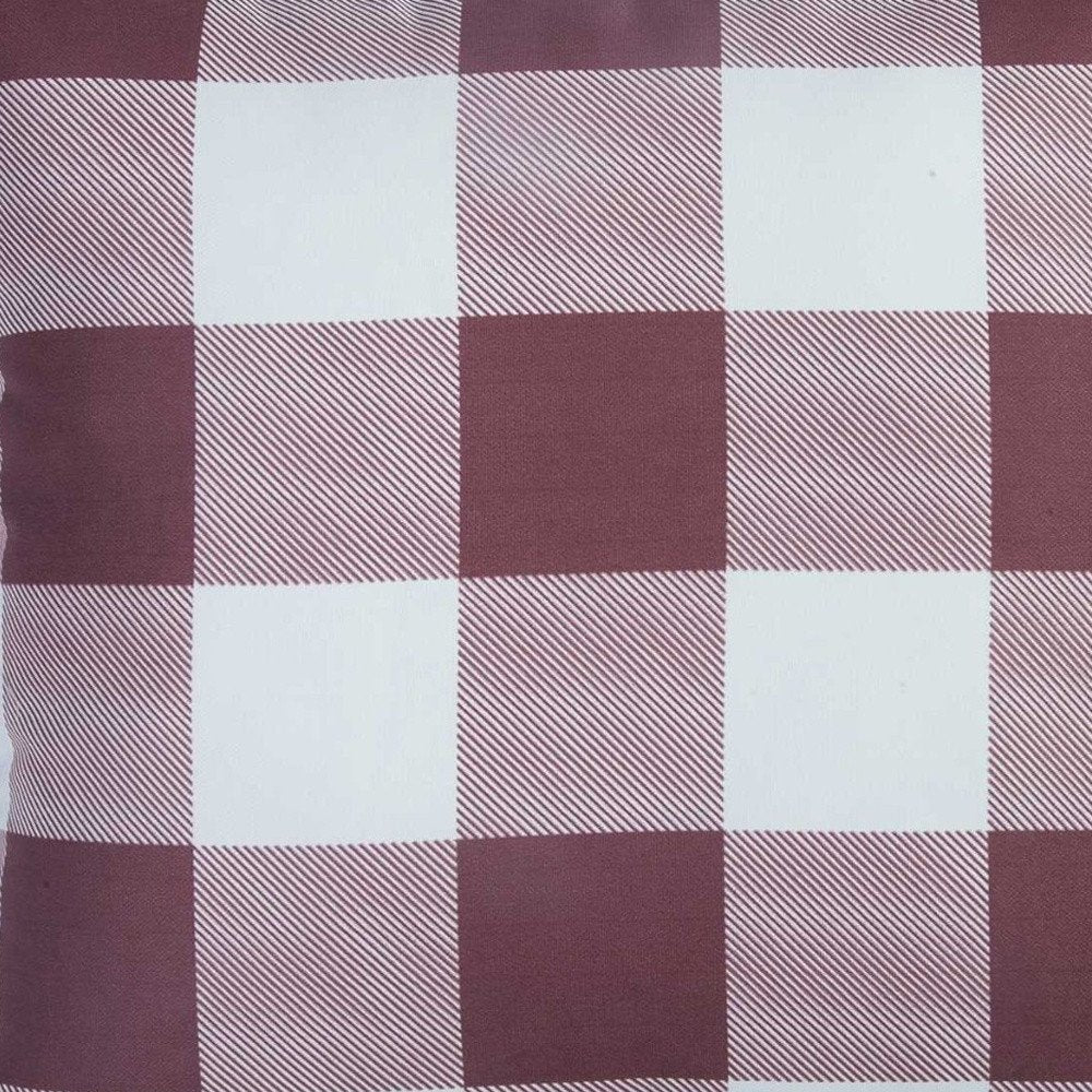 18" Red and White Plaid Throw Pillow Cover