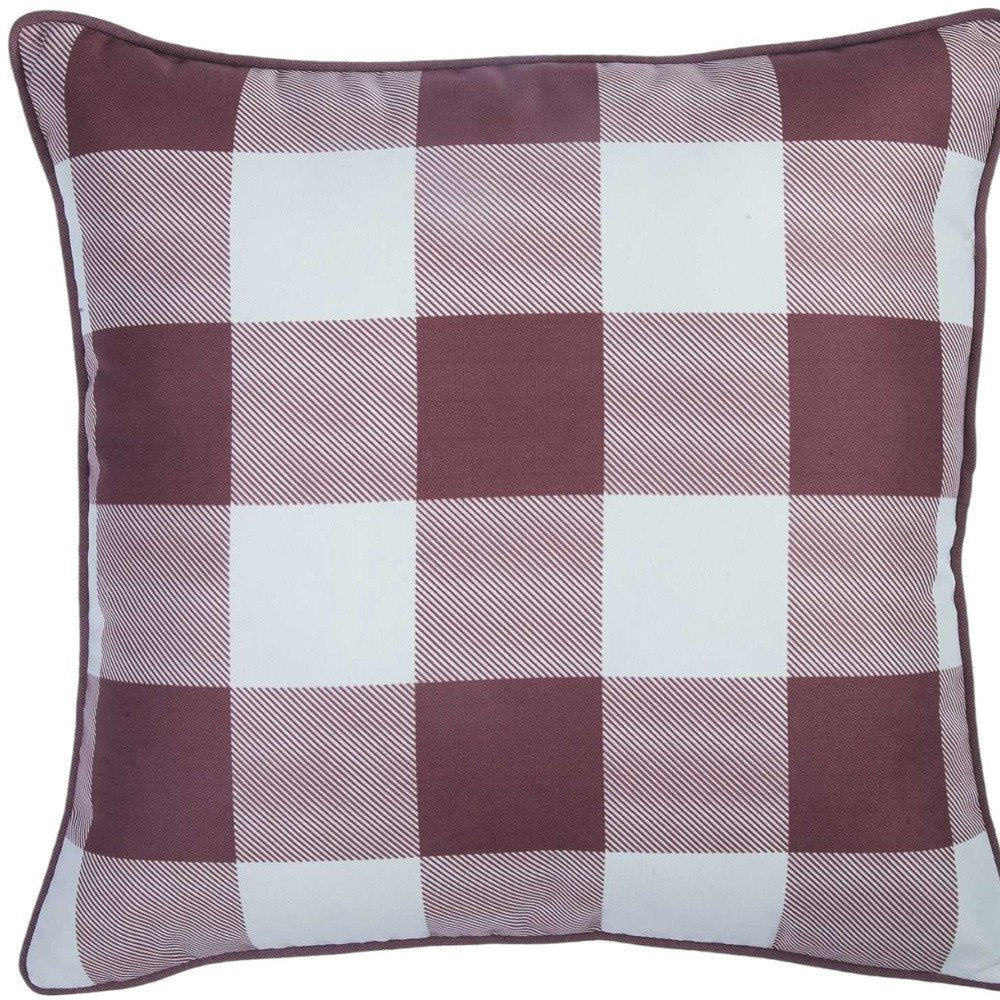 18" Red and White Plaid Throw Pillow Cover