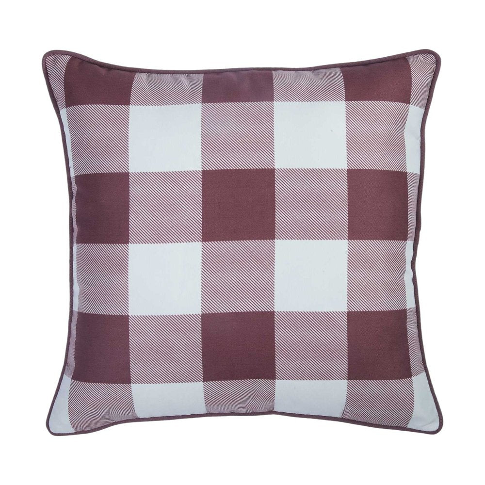 18" Red and White Plaid Throw Pillow Cover