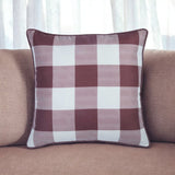 18" Red and White Plaid Throw Pillow Cover