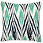18" Black and Green Ikat Throw Pillow Cover
