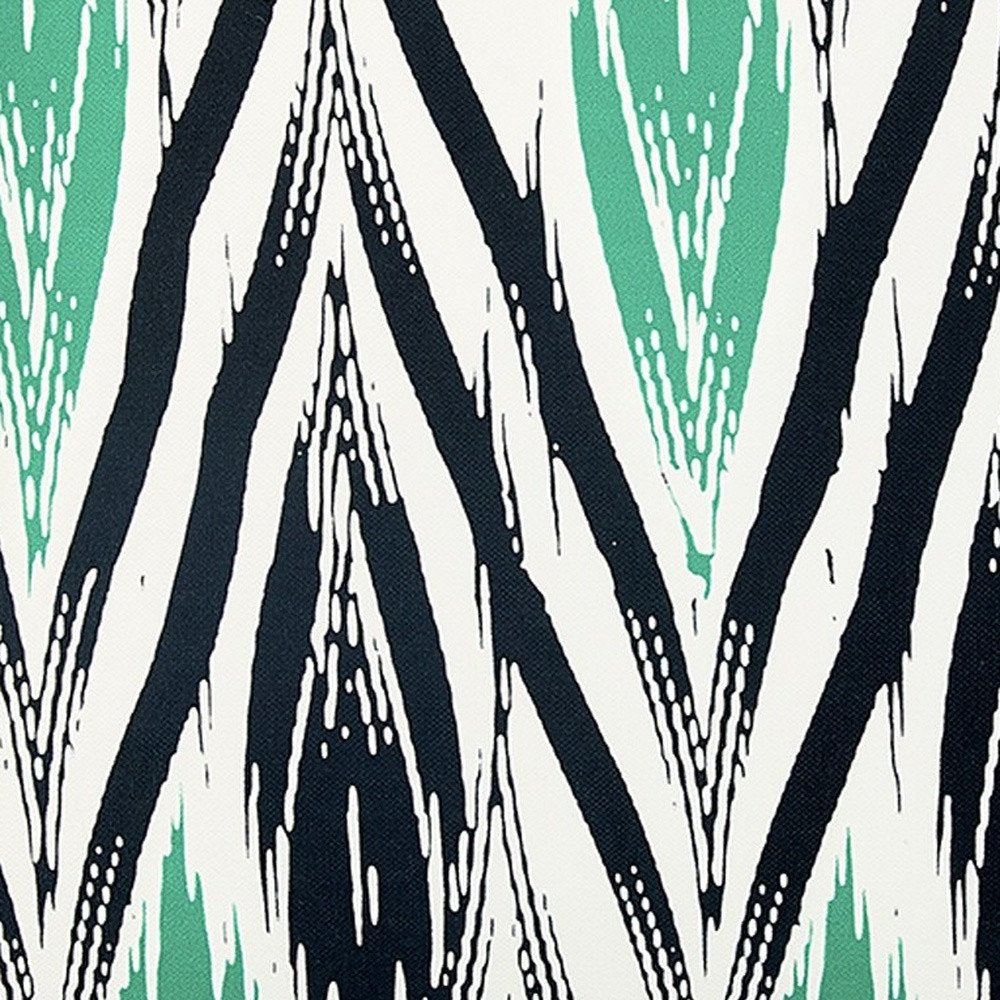 18" Black and Green Ikat Throw Pillow Cover