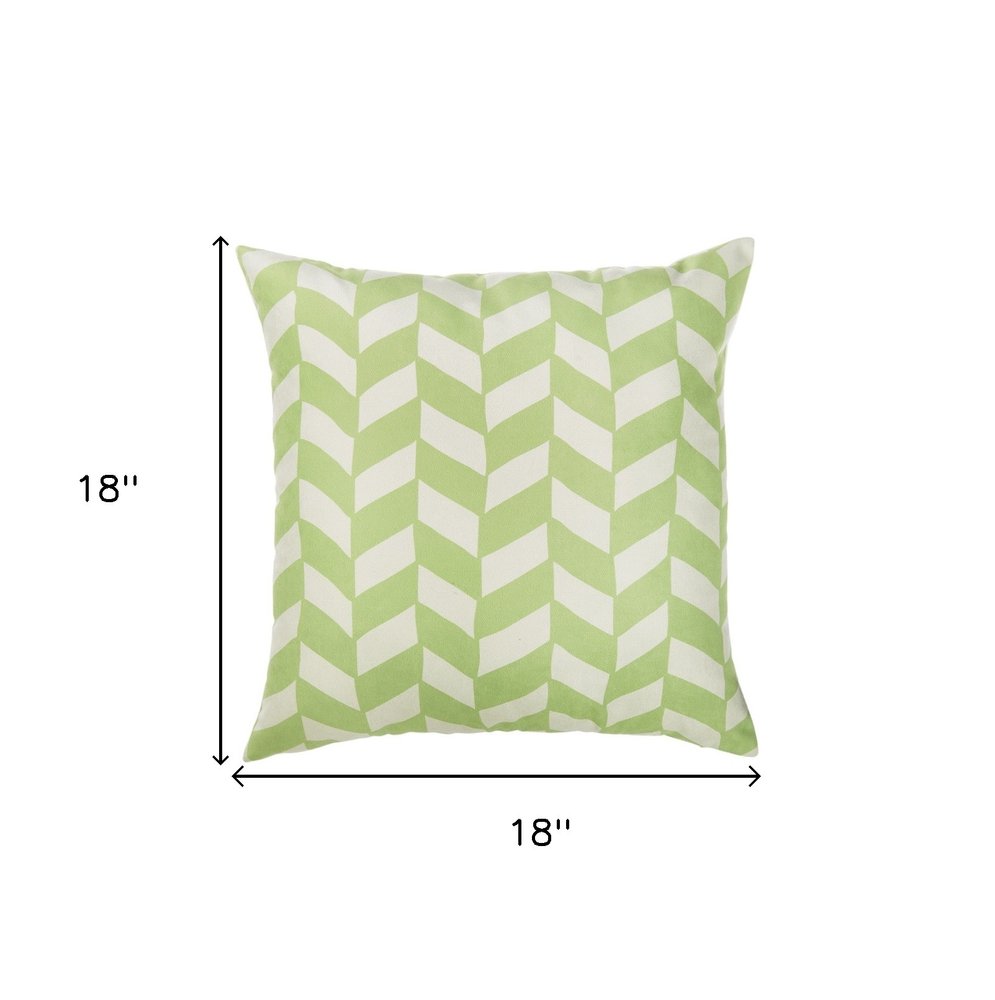 18" Green and White Geometric Throw Pillow Cover