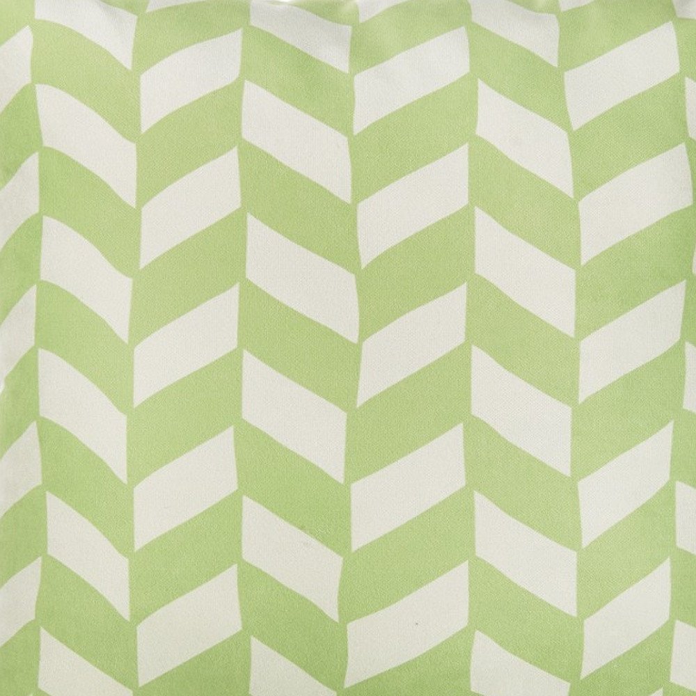 18" Green and White Geometric Throw Pillow Cover