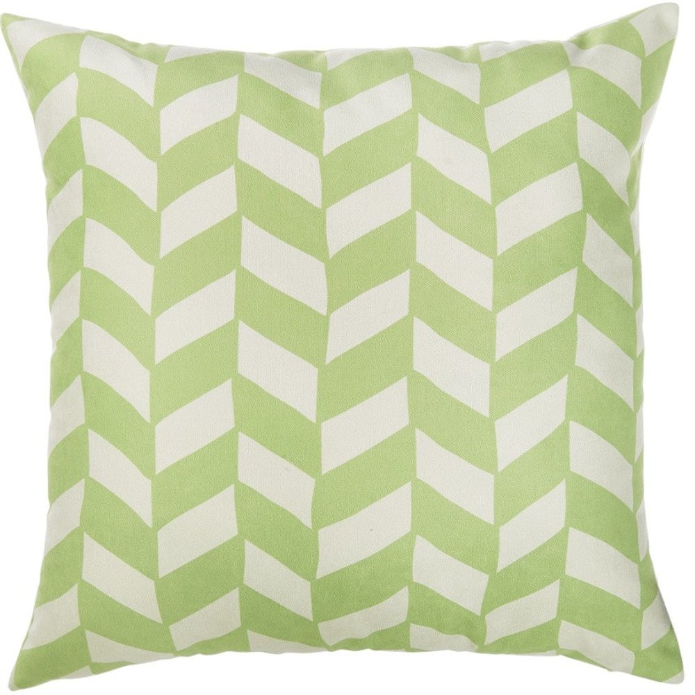 18" Green and White Geometric Throw Pillow Cover