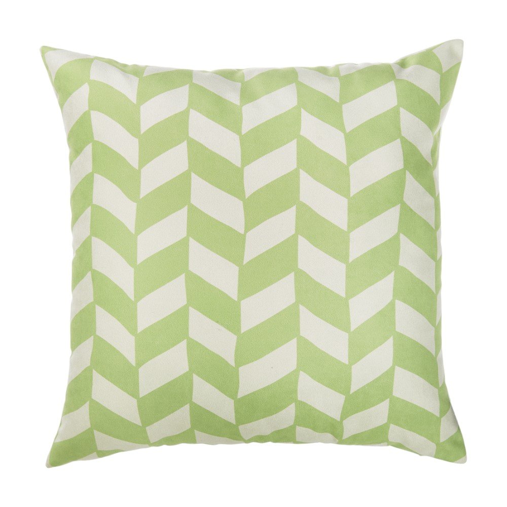 18" Green and White Geometric Throw Pillow Cover