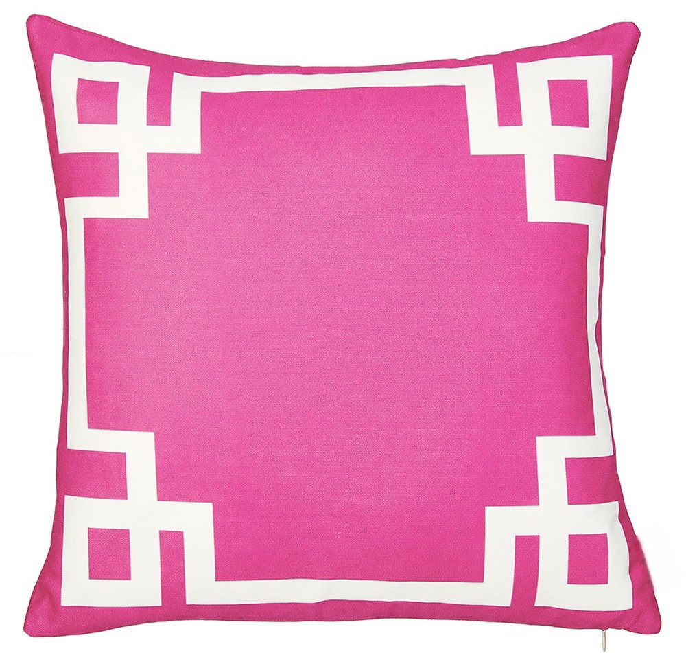 18" Pink and White Throw Pillow Cover