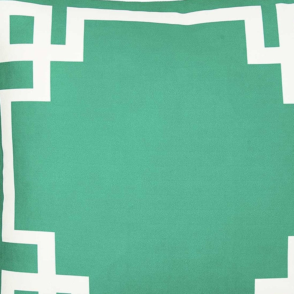 18" Green and White Geometric Throw Pillow Cover