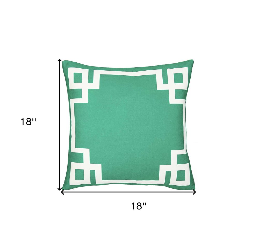 18" Green and White Geometric Throw Pillow Cover