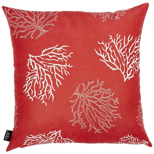 18" Red And White Fabric Throw Pillow Cover
