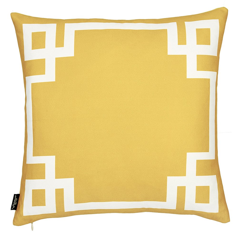 18" Yellow and White Throw Pillow Cover