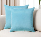 Set of Two 18" Aqua Blue Fabric Throw Pillow Covers