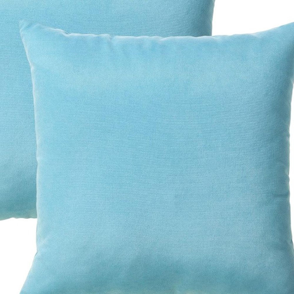 Set of Two 18" Aqua Blue Fabric Throw Pillow Covers