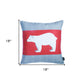 18"X18" Christmas Bear Printed Decorative Throw Pillow Cover