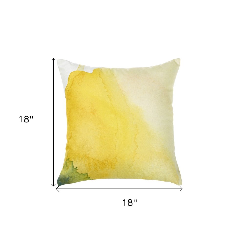 18" Green And Yellow Fabric Throw Pillow Cover