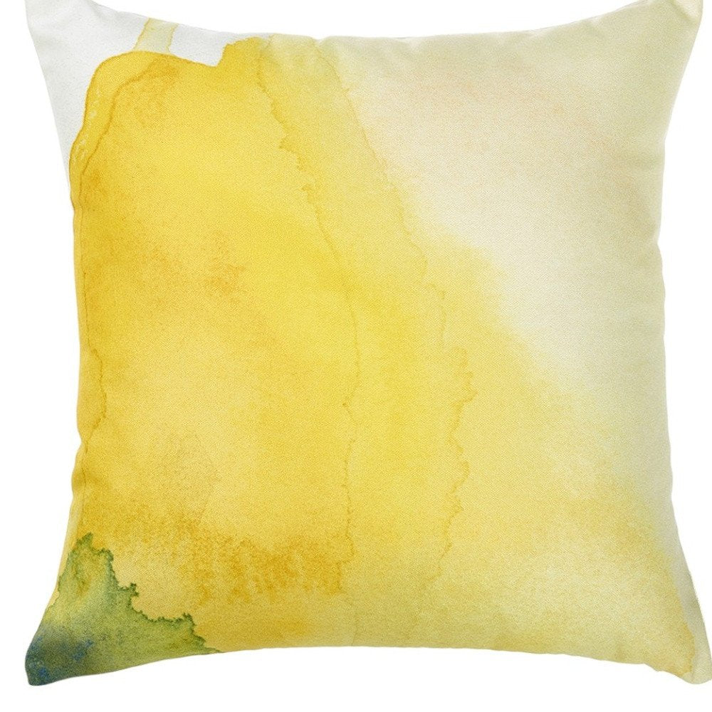 18" Green And Yellow Fabric Throw Pillow Cover