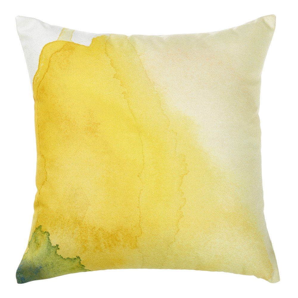 18" Green And Yellow Fabric Throw Pillow Cover