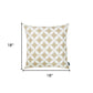 18" Taupe and White Fabrc Throw Pillow Cover