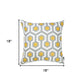 18 X 18 Yellow Gray And White Geometric Zippered Polyester Throw Pillow Cover