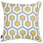 18 X 18 Yellow Gray And White Geometric Zippered Polyester Throw Pillow Cover