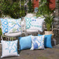 18" Blue And White Fabric Throw Pillow Cover