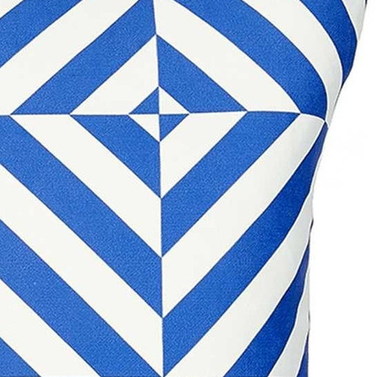 18" Blue And White Fabric Throw Pillow Cover