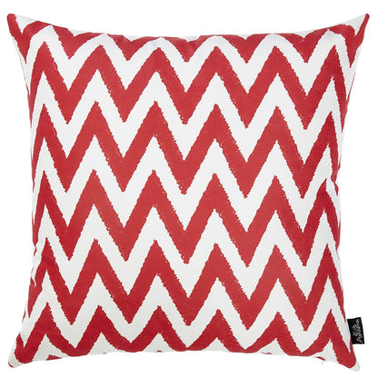18"X18" Red Nautical Chevron Decorative Throw Pillow Cover Printed