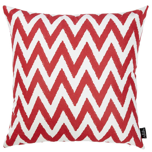 18"X18" Red Nautical Chevron Decorative Throw Pillow Cover Printed
