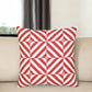 18" Red and White Geometric Throw Pillow Cover