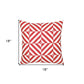 18" Red and White Geometric Throw Pillow Cover