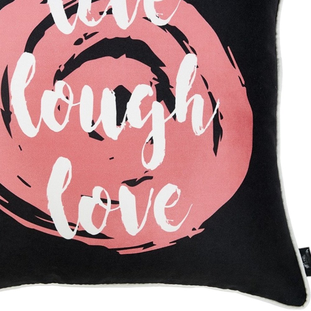 18" Black and White Live Laugh Love Fabrc Throw Pillow Cover