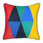 18" Blue Red And Yellow Fabric Throw Pillow Cover