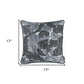 17"X 17" Grey Jacquard Leaf Decorative Throw Pillow Cover
