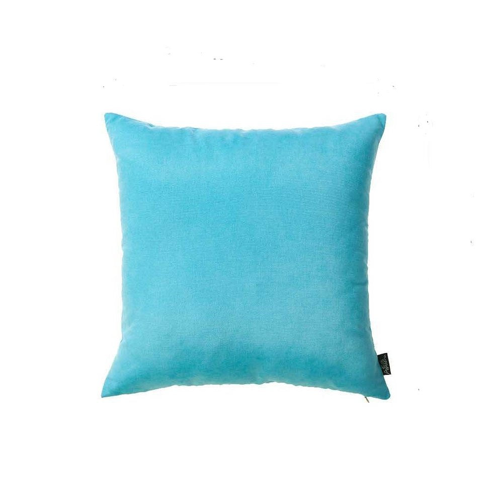 Set of Two 18" Aqua Fabric Throw Pillow Covers