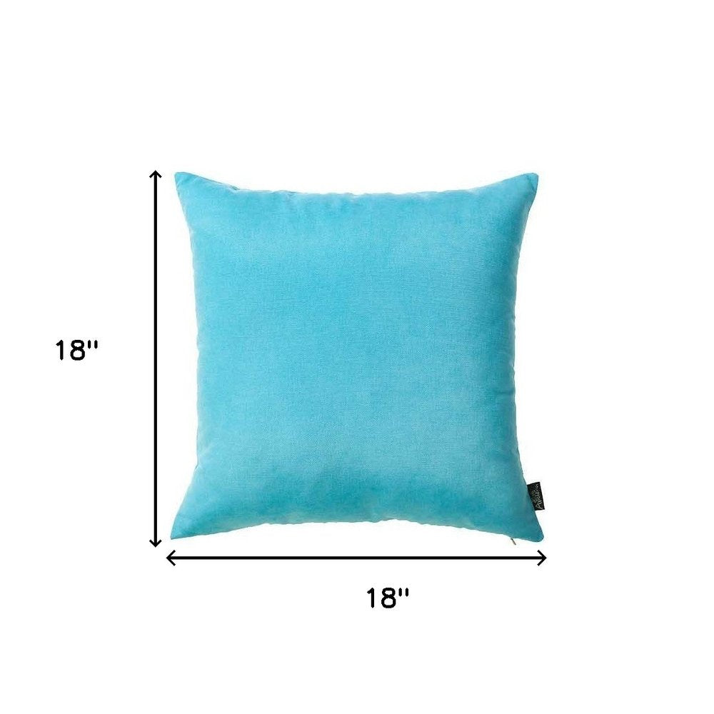 Set of Two 18" Aqua Fabric Throw Pillow Covers